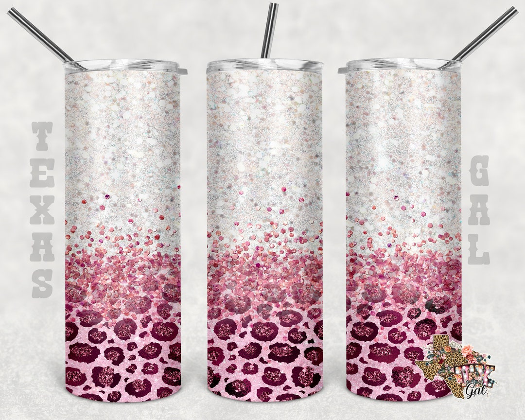 20 Oz Skinny Tumbler Leopard Glitter Sublimation Design PNG Instant ...