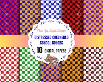 Rutigt digitalt papper, slitna schackrutmönster, skolbakgrunder, rutmönster, scrapbookpapper, färgade skolbakgrunder
