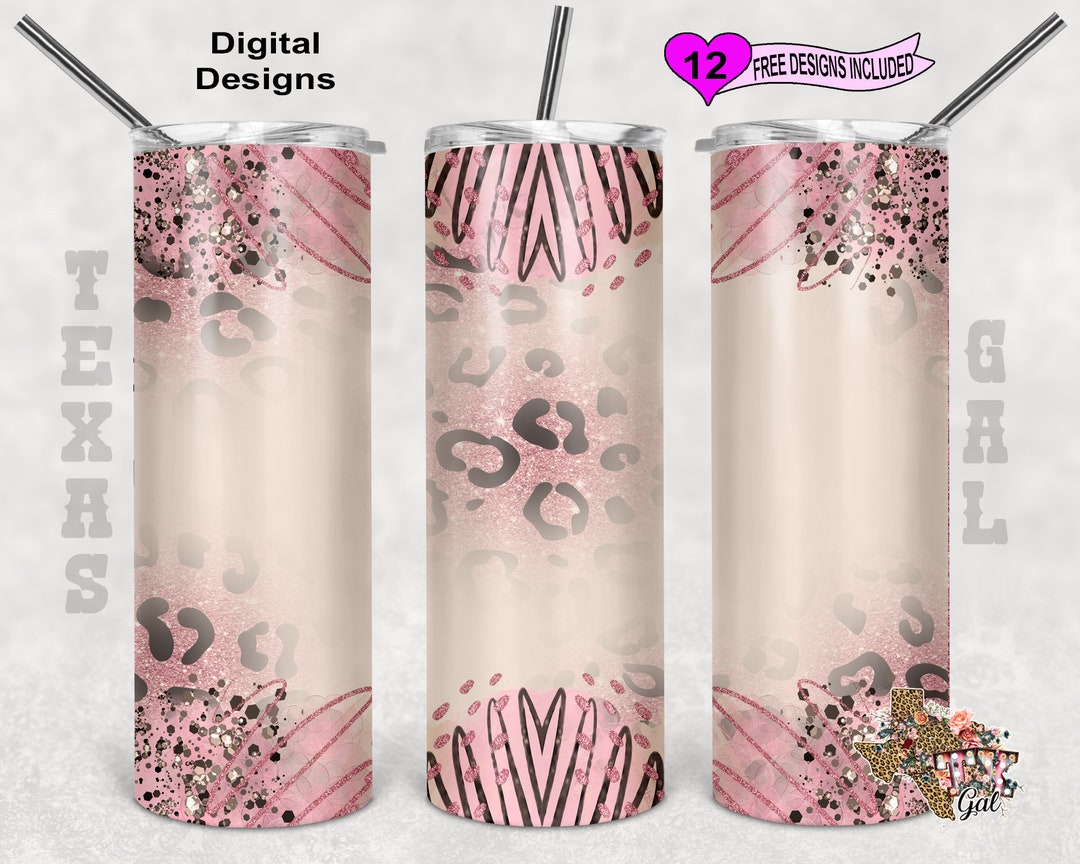 20 Oz Skinny Tumbler Leopard Pink Gold Seamless Sublimation Design PNG ...