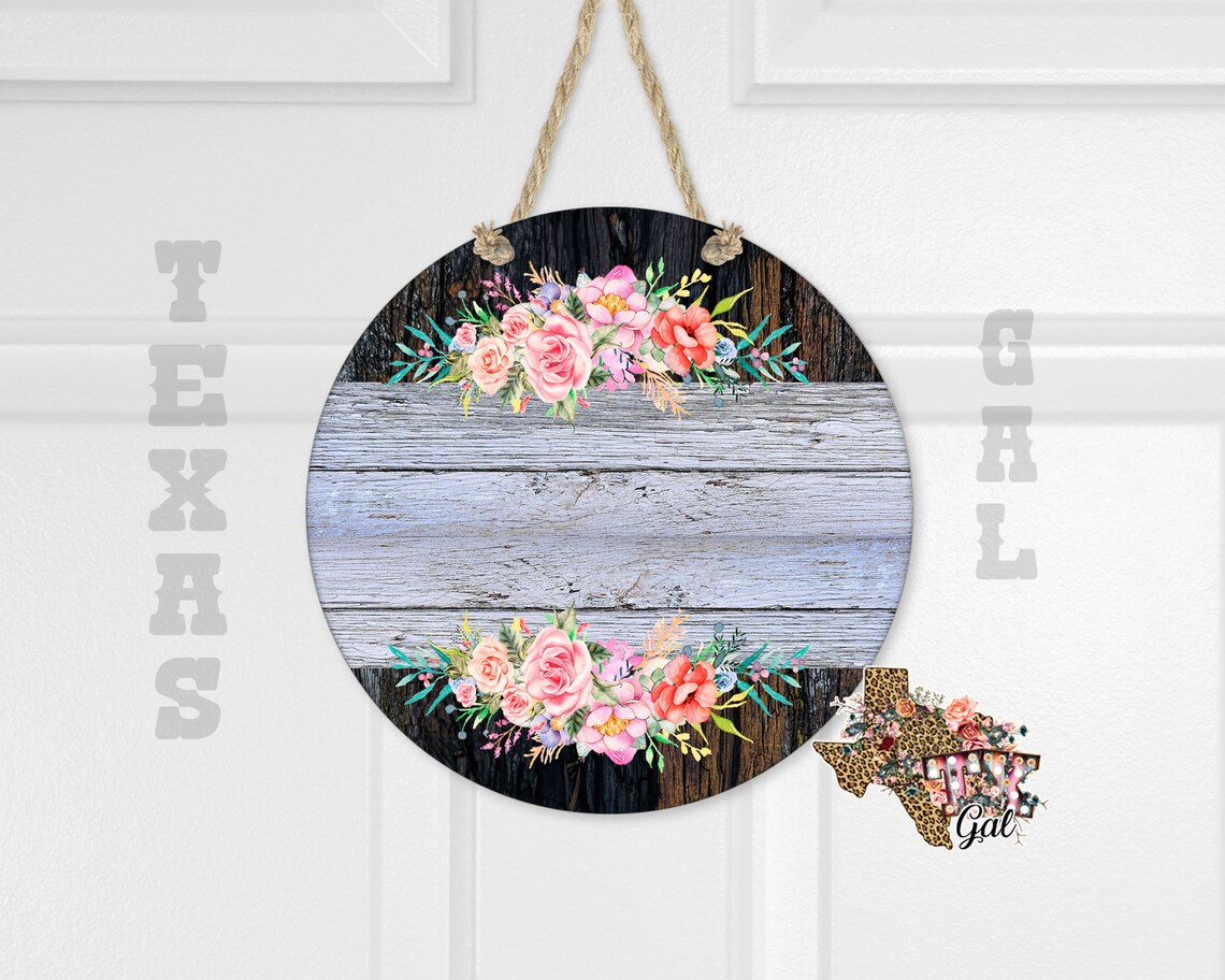Wood Floral Door Hanger Sublimation Digital Download PNG Etsy