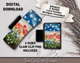 Bandera de madera con diseño de sublimación de clip de cabello de flores, PNG de garra de cabello grande y pequeña, diseño de sublimación de clip de cabello, descarga digital