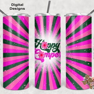 20 oz Skinny Tumbler Happy Camper Retro Sublimation Design PNG Instant DIGITAL ONLY