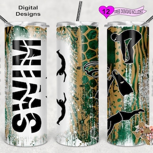 Swim Tumbler Wrap, 20oz Sublimation Tumbler PNG, Digital Download, Seamless Design