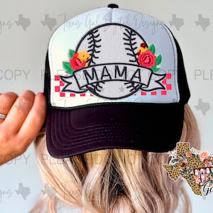 Baseball Mama Hat Patch PNG, Trucker Hat Patch Png, Faux Embroidery Hat Patch, Hat Patch PNG, Trendy PNG, Hat Bar, Digital Download