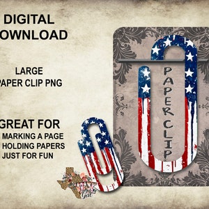 Large Paperclip Sublimation, Flag Paperclip PNG, Red White Blue Paperclip PNG, Gift Idea, Paper Clip PNG, Digital Download