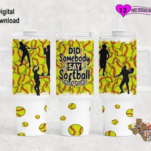 Softball Tumbler Wrap, Watercolor Tumbler Wrap, 40oz Sublimation Tumbler PNG, Seamless Design