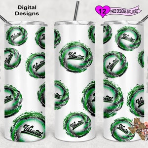 20 oz Skinny Tumbler Wildcats Green Black Sublimation Design PNG Instant DIGITAL ONLY