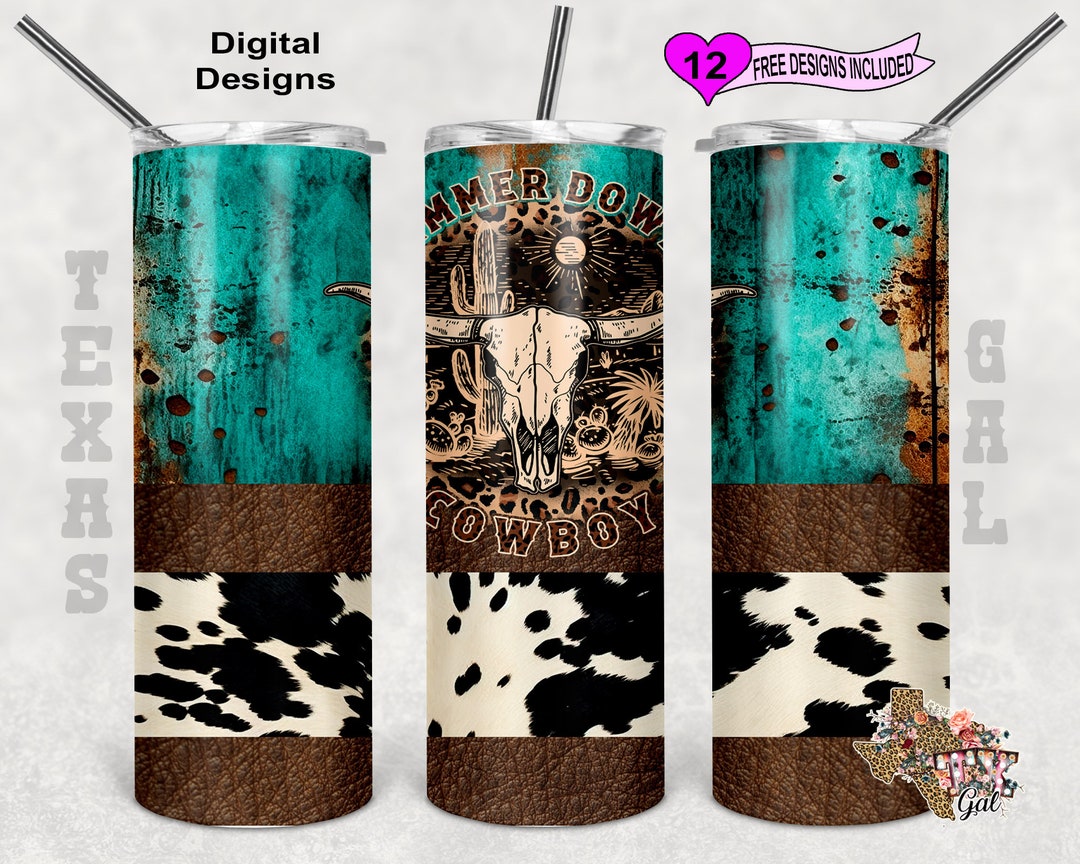 Wood Tumbler Wrap, Simmer Down Cowboy Tumbler, Western Tumbler Wrap, 20 ...