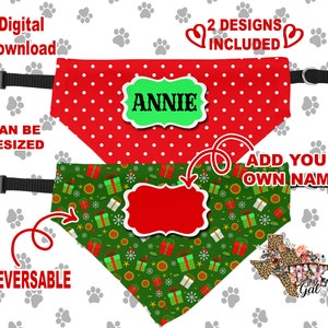 Pet Bandana Christmas Packages Red Pola Dots Personalize Sublimation Template PNG