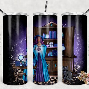 20 oz Skinny Tumbler Halloween Witch African American and White Sublimation Design PNG Instant DIGITAL ONLY