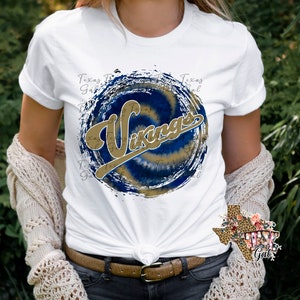 T-shirt Vikings Navy And Gold Tie Dye School Spirit Sublimation Digital Download PNG