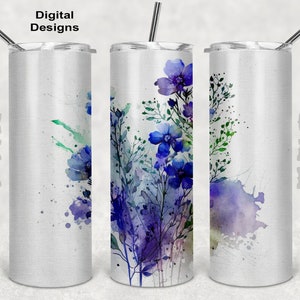 Flower Tumbler Wrap, Watercolor Tumbler Wrap, 20 oz Skinny Tumbler Sublimation Design, Seamless design