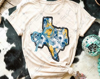 Texas con flores PNG, Texas con un lazo coqueto PNG, Estado PNG, Moda PNG, Texas Preppy PNG, Descarga digital, Sublimación