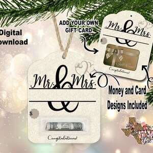 Geld Halter Geschenk Kartenhalter Mr. And Mrs Print And Cut Sublimation Design Digital Download PNG