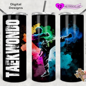 Taekwondo Tumbler Wrap, Alcohol Ink Tumbler Wrap, 20 oz Skinny Tumbler Sublimation Design, Seamless Pattern