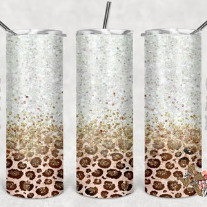 20 oz Skinny Tumbler Leopard Glitter Sublimation Design PNG Instant DIGITAL ONLY