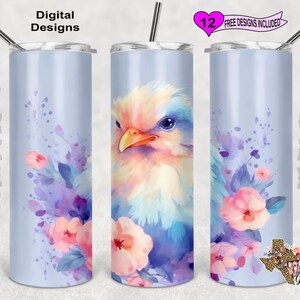 Chicken Tumbler Wrap, Watercolor Tumbler Wrap, 20oz Sublimation Tumbler PNG, Seamless Design