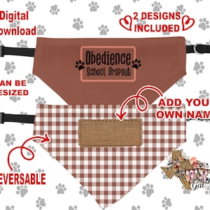 Pet Bandana Obedience School Dropout Brown Personalize Sublimation Template PNG