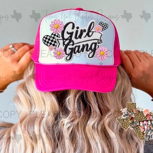 Girl Gang Retro Hat Patch PNG, Trucker Hat Patch Png, Faux Embroidery Hat Patch, Gift For Her, Trendy PNG, Hat Bar, Digital Download