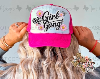 Girl Gang Retro Hut Patch PNG, Trucker Hut Patch Png, Faux Stickerei Hut Patch, Geschenk für Sie, trendige PNG, Hutbar, digitaler Download