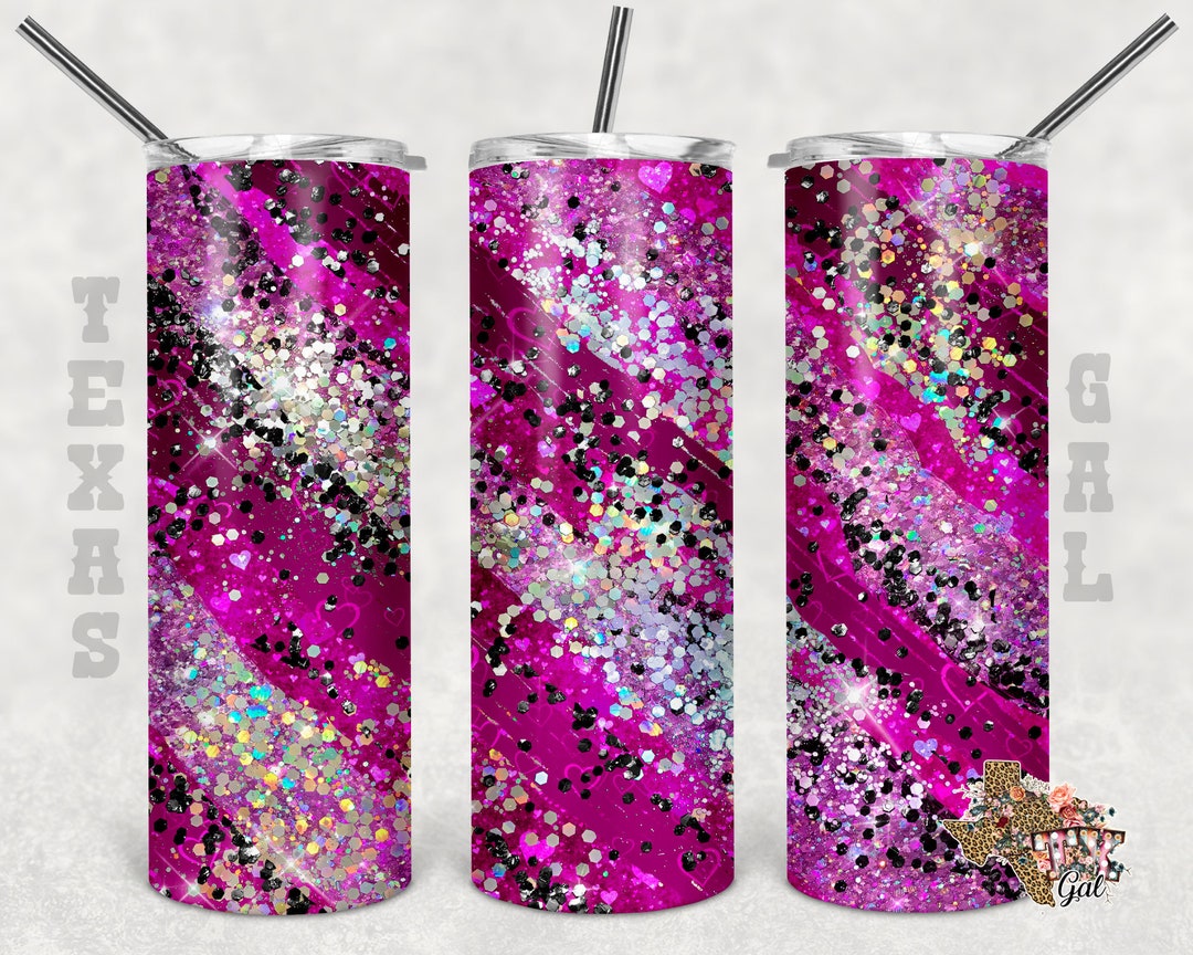 20 Oz Skinny Tumbler Pink Glitter Milky Way Seamless Sublimation Design ...
