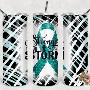 20 oz Skinny Tumbler Ovarian Cancer Ribbon Glitter Sublimation Design PNG Instant DIGITAL ONLY