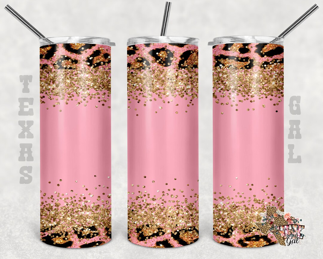 20 Oz Skinny Tumbler Bundle Leopard Glitter Sublimation Design PNG ...