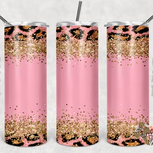 20 oz Skinny Tumbler Bundle Leopard Glitter Sublimation Design PNG Instant DIGITAL ONLY