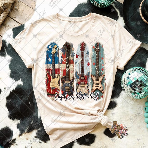 Long Lives Rock N Roll Brushstroke PNG, Brushstroke Png, Red White Blue Png, Vintage Guitars Png, Trendy Png, Paint Stroke, Digital Download