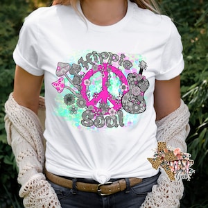 Hippie Soul Peace Sign T-shirt PNG Sublimation Digital Download