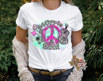 Hippie Soul Peace Sign Camiseta PNG Sublimación Descarga digital
