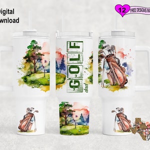 Dad Golf Tumbler Wrap, Watercolor Tumbler Wrap, 40oz Sublimation Tumbler PNG, Seamless Design