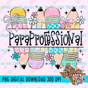 Paraprofessional PNG, Back To School, Trendy, Grade, Elementary, School, Doodle, Girl Back To School, Digital Download