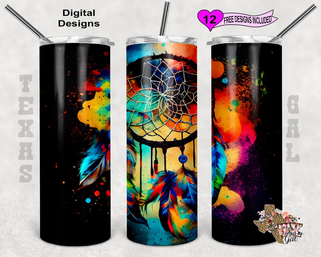 Dream Catcher Tumbler Wrap, Boho Tumbler Wrap, Watercolor Tumbler Wrap