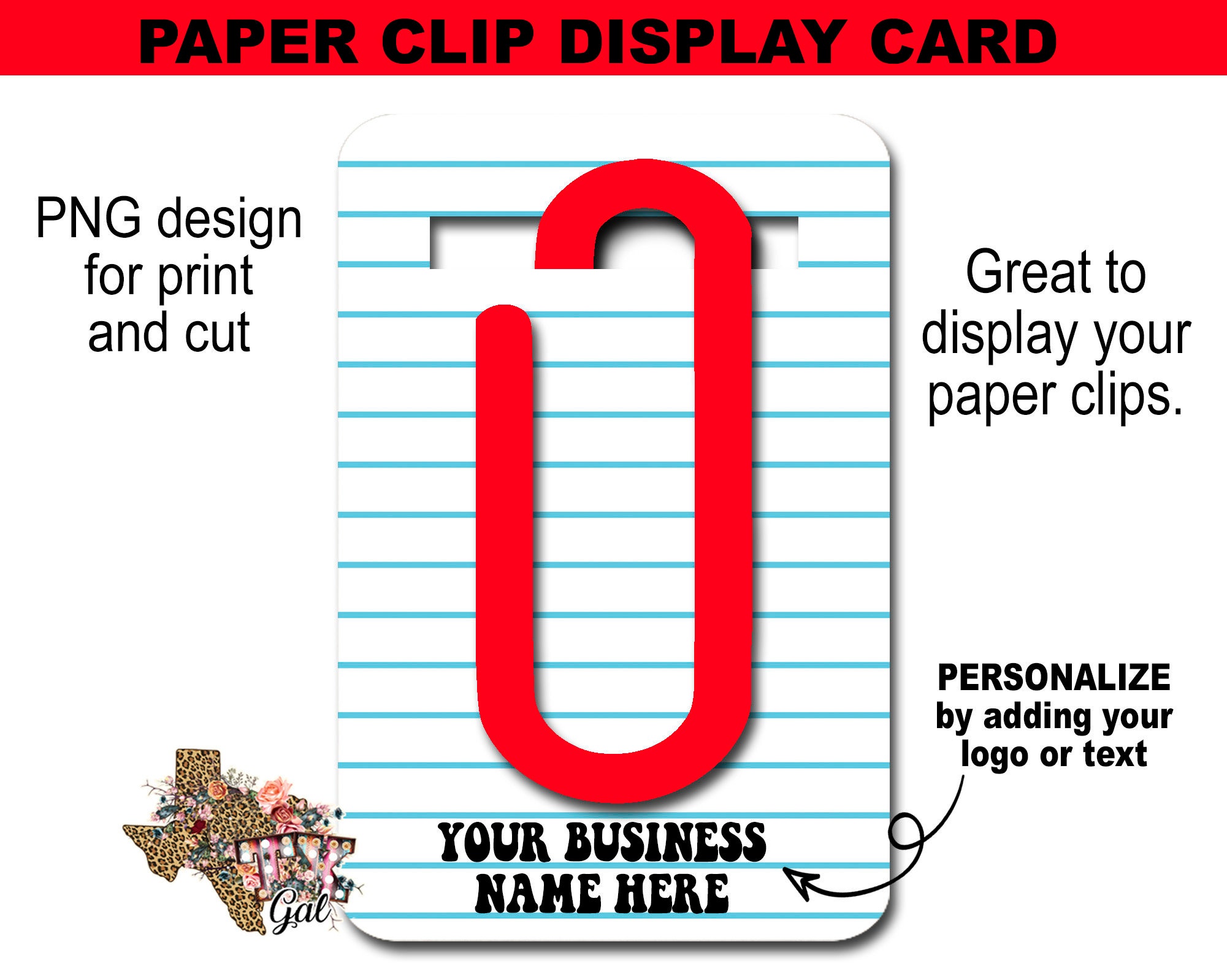Paper Clip Display Cards PNG, Personalize Display Cards Png, Large Paper Clip Display Cards PNG, Print And Cut PNG, Digital Download