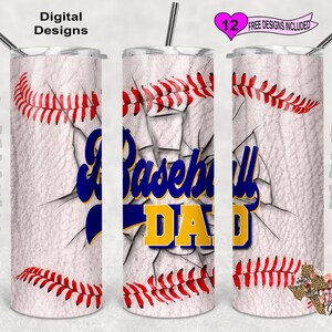 Baseball Dad Tumbler Wrap, 20 Oz Skinny Tumbler Sublimation Design, Seamless Pattern