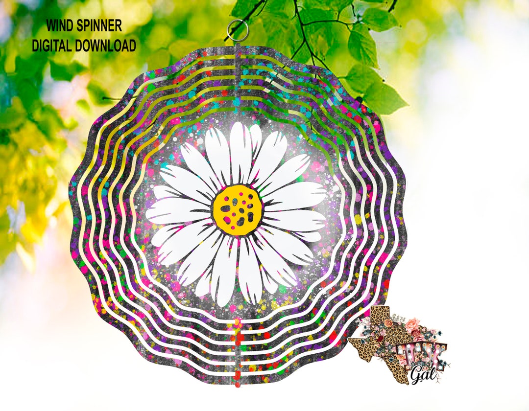 Wind Spinner Daisy Splatter Neon Colors Sublimation Digital Download ...