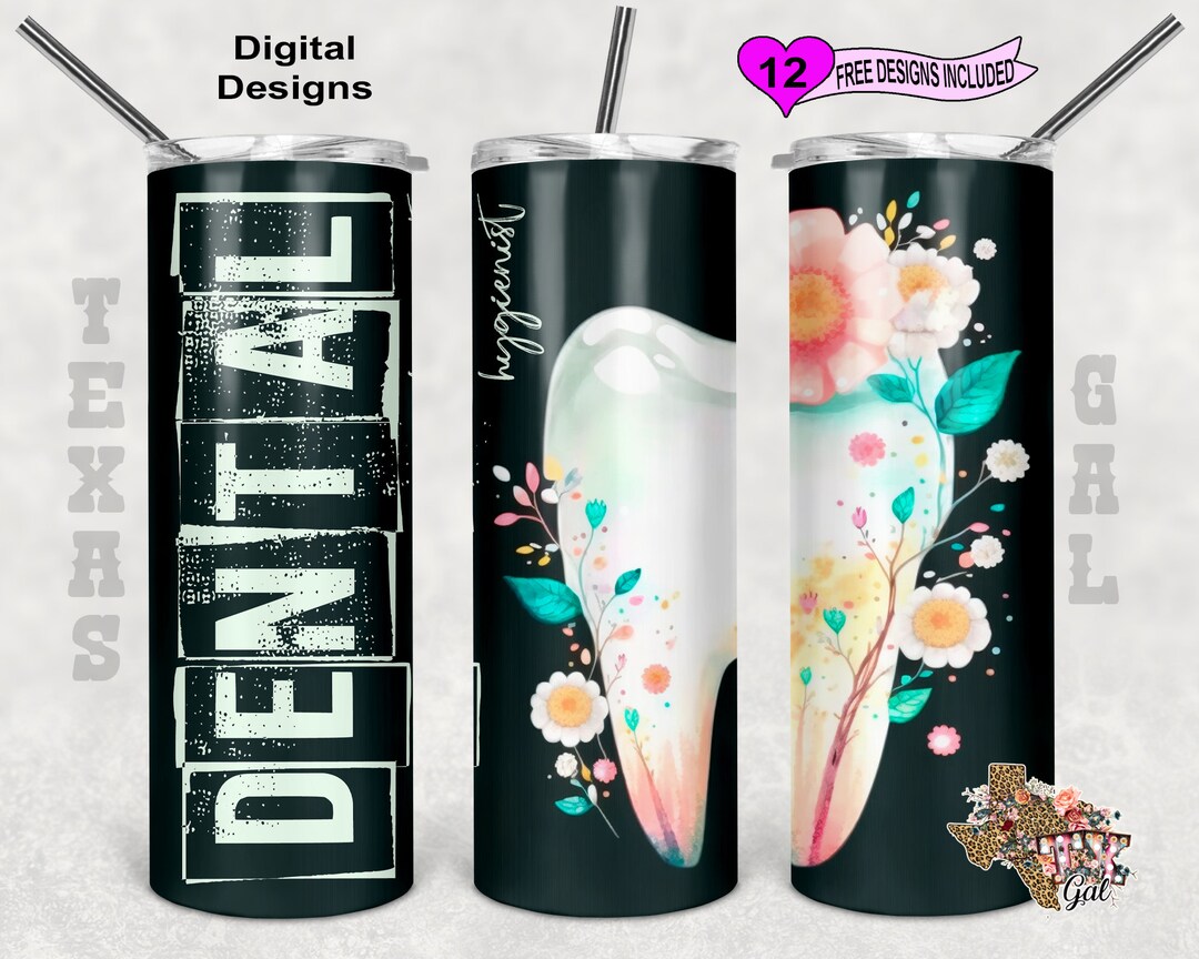 Dental Hygienist Tumbler Wrap, Watercolor Tumbler Wrap, 20oz