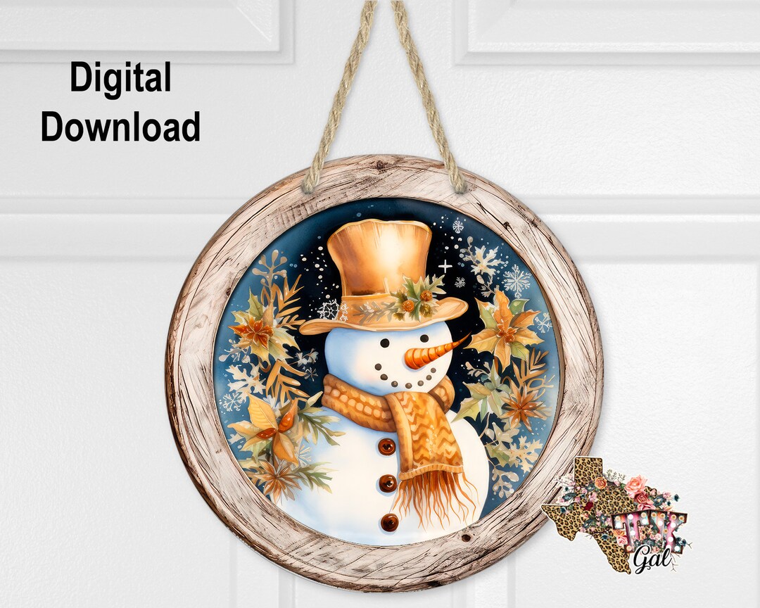 Round Sublimation Door Hanger Snowman Design for Hardboard Blanks ...