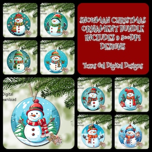 Christmas Ornament Bundle PNG, Sublimation Design Bundle, Christmas Snowman Ornament Bundle PNG, Ornament Bundle, Digital Download