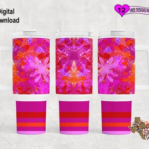Blumen Tumbler Wrap, Aquarell Tumbler Wrap, 40 Unzen Sublimationsbecher PNG, nahtloses Design