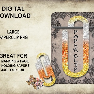 Large Paperclip Sublimation, Candy Corn Paperclip PNG, Glitter Halloween Paperclip PNG, Teacher Gift, Paperclip PNG, Digital Download
