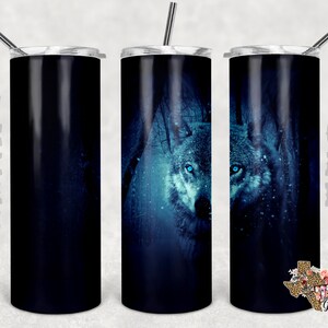20 oz Skinny Tumbler Wolf Sublimation Design PNG Instant DIGITAL ONLY