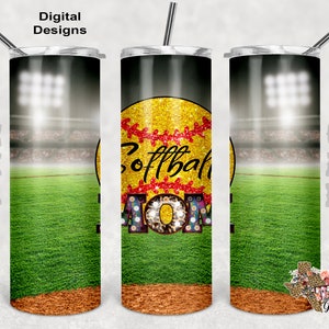 20 oz Skinny Tumbler Softbol Mamá Diseño de sublimación sin costuras PNG Instant DIGITAL SOLAMENTE
