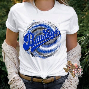 T-shirt Bulldogs Blue White Grey Tie Dye School Spirit Sublimation Digital Download PNG