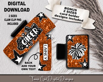Cheer Glitter Hair Clip Sublimation Design, Large And Small Hair Claw PNG, Hair Clip Sublimation Design, Digital Download
