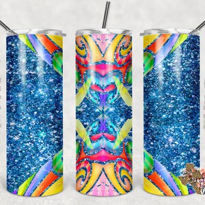 Bicchiere skinny da 20 once Pretty Colors Glitter Sublimation Design PNG Instant SOLO DIGITALE