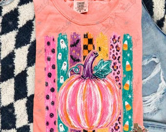 Halloween PNG, Calabaza PNG, Calabaza coqueta preppy PNG, Espeluznante PNG, Halloween moderno PNG, Diseño de camiseta de Halloween para chicas