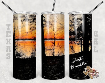 Just Breathe Tumbler Wrap, Tumbler design, 20 oz skinny tumbler design, tumbler, sublimation, digital download, PNG