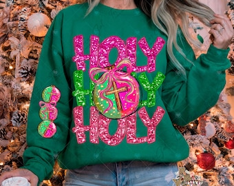 Heilig, Christ, Doodle Letters, Weihnachten PNG, Ärmel-Design, Preppy Christmas, digitaler Download